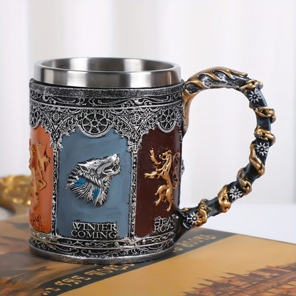 [Customer Favorite] Ice Bird & Blazing Fire Stainless Steel Beer Mug - Silvery, Perfect for Office, Sleep, Reading | Ideal for Oktoberfest, Easter, Hanukkah