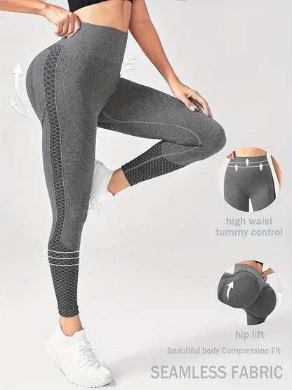 High-Waisted Compression Sports Leggings for Women - Ultra-Comfortable, Tummy Control, Sweat-Wicking, Four-Way Stretch, Cropped Length, Wide Waistband, Elegant Design for Yoga, Fitness, and Casual Attire, Butt Lifting Legging