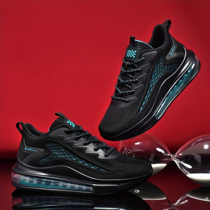 Men'S Breathable Mesh Sneakers - Non-Slip Shock-Absorbing Cushioned Mid-Top Running Shoes with Lace-Up Closure, All-Season Gym, Basketball, Basketball Footwear, Modern Sneakers, Durable Construction, Athletic Footwear, Fitnes