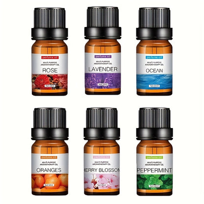 Each - Premium Essential Oil Set for Diffusers, Humidifiers, Candles & Hair Care - Includes Rose, Ocean, Cherry Blossom, Lavender, Jasmine, Sandalwood, Sweet Orange, White Tea, Lemon, Mint, Mini