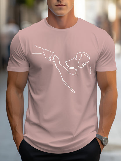 MBDMBD Men's Minimalist Dog Line Art Graphic T-Shirt - Vibrant Yellow with Black dog outline, Lightweight Summer Casual Everyday Tee for Pet Lovers - Machine Washable Apparel, Dog Tshirt, Classic Round Neck, Comfortable Fit