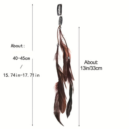 1pc Faux Feather With A Snap Clip Boho Style Feather Tassel Hair Extension Hair Clip For Women Daily Use