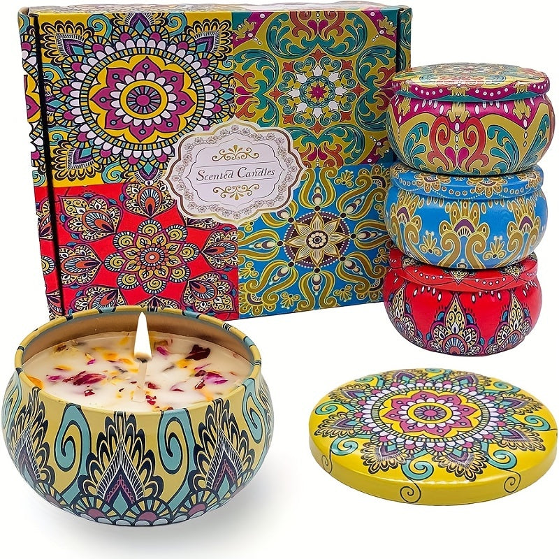 4pcs of fragrant candle set (4 kinds of fragrance types: jasmine, sandalwood, Small Canglan, Rose) cans are random. Candles, Bathing, Yoga, and Holiday Gifts, Mother's Day Gift