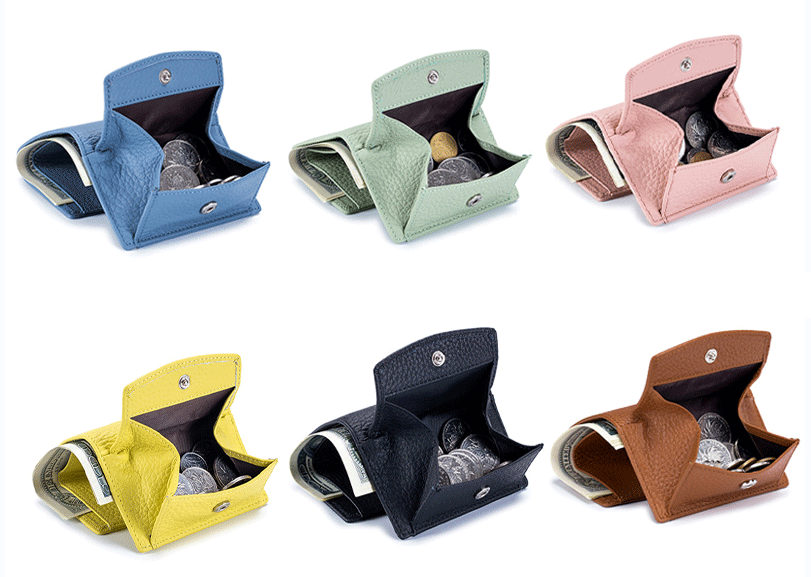 Women's Mini Wallet, Faux Leather Snap Button Coin Purse, Solid Coin Pockets, For Everyday