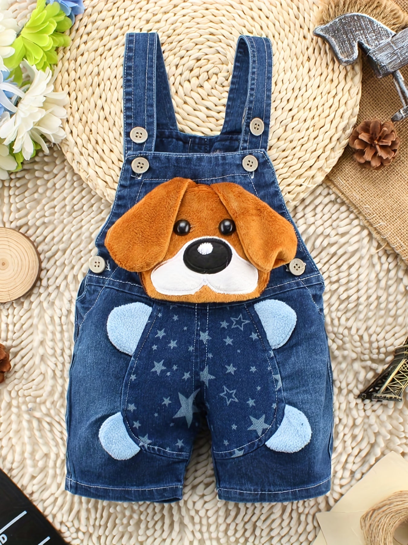Baby Boys And Girls Cute Dog Pattern Overalls Shorts Clothes For Summer