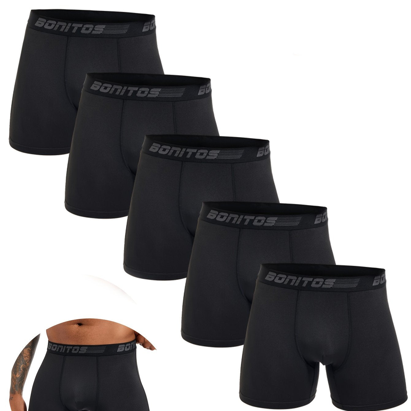 Conjunto de 5 cuecas boxer novas para homem, marca de roupa interior masculina sexy e de alta qualidade, cuecas slip para homem, presente de roupa interior masculina.