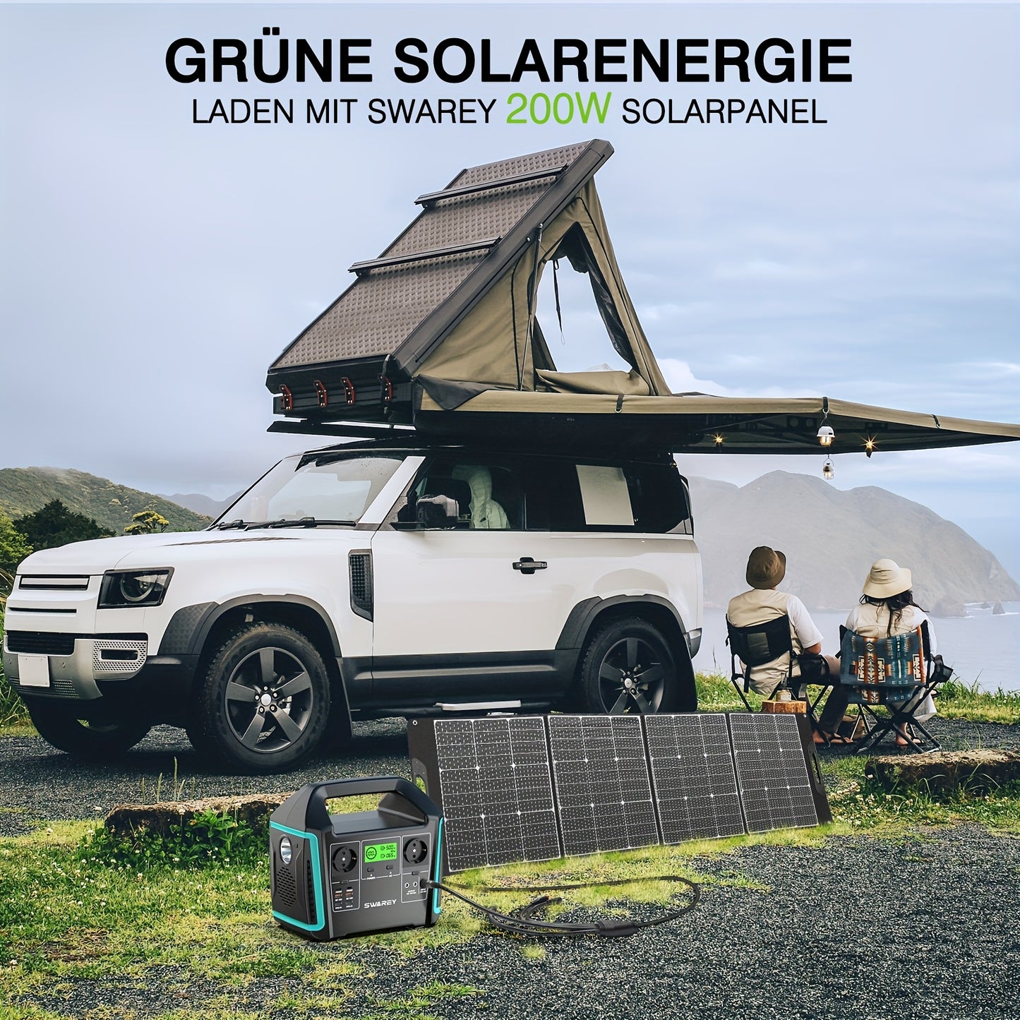 SWAREY 725.76Wh Solar Generator, Portable Power Station, 1000 W (Surge 1500 W) AC Outputs/Pure Sine Wave, Power Bank Emergency Generator, 2 X 65 W USB-C Connection, Power Generator Battery for Outdoors, Camping, Travel, Fishi