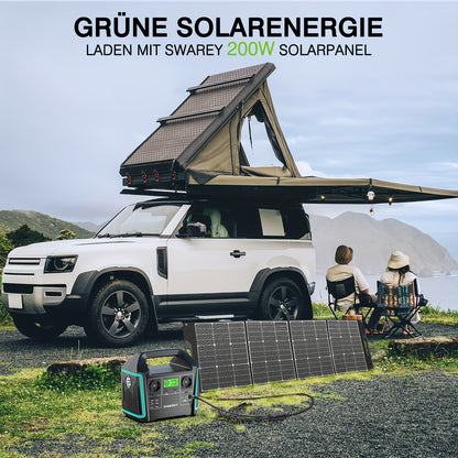 SWAREY 725.76Wh Solar Generator, Portable Power Station, 1000 W (Surge 1500 W) AC Outputs/Pure Sine Wave, Power Bank Emergency Generator, 2 X 65 W USB-C Connection, Power Generator Battery for Outdoors, Camping, Travel, Fishi