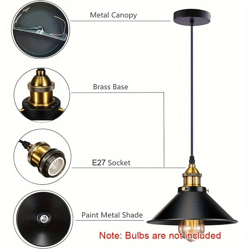1/2pcs Industrial Pendant Light E27 Base Vintage Retro Pendant Light Fixtures Home Kitchen Lighting Bar Lights Hanging