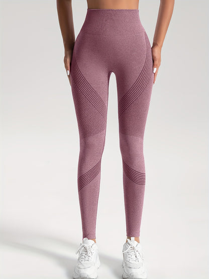 2pcs Solid Color High-Stretch Fitness Yoga Sports Leggings, Soft Breathable Yoga Tight Pants, Women's Activewear