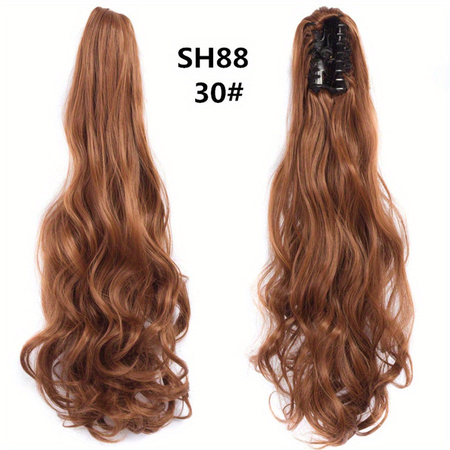 Long Wavy Ponytail Extensions - 55.88 cm Claw Clip In Synthetic Hair Piece For Women - Add Volume And Style To Your Hair Halloween Christmas