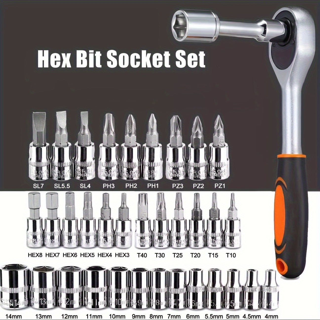 46pcs Car Repair Tool Kit, 1/4 Inch Ratchet Wrench Set with Versatile Bit Socket Set And Extension Bar, Combo Tools Kit, for Car, Motorcycle & Bicycle Repair