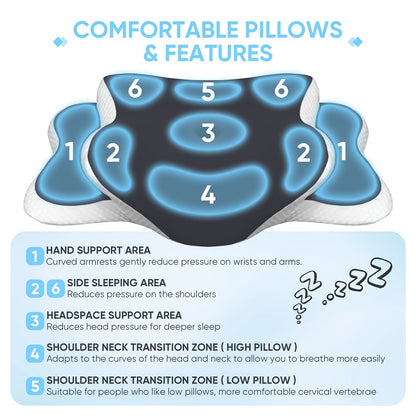Neck Pillow for Sleep, Cooling Side Sleeping Pillow for Neck Support, Comfortable Soft Contour Pillow, Back Abdomen Sleeping Bed Pillow