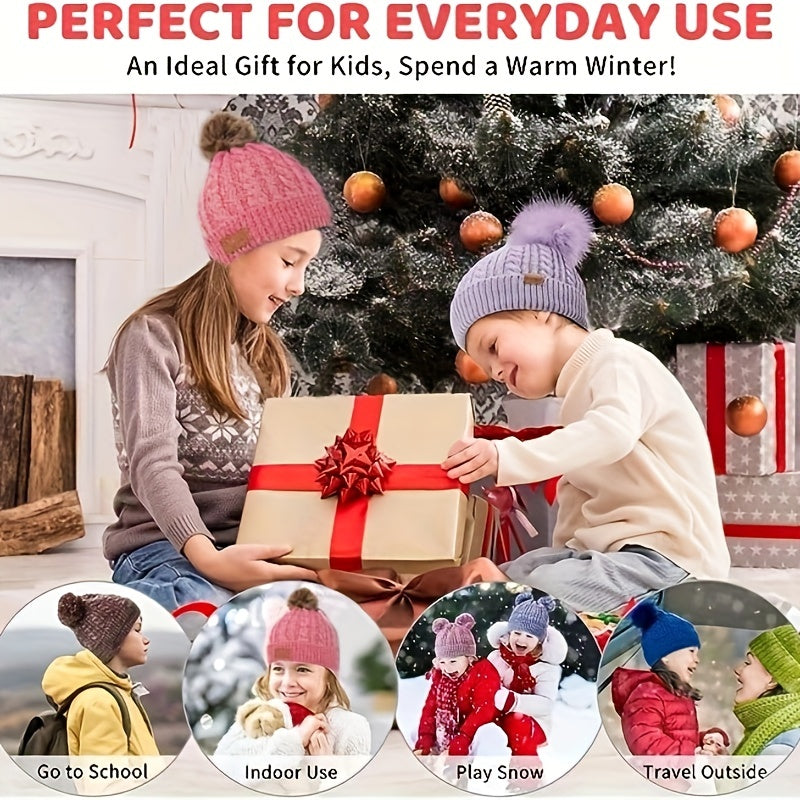 Conjunto de 3 peças para o inverno infantil: cachecol de veludo quente, gorro e luvas de malha para bebé dos 2 aos 8 anos.