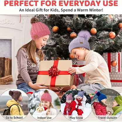 Conjunto de 3 peças para o inverno infantil: cachecol de veludo quente, gorro e luvas de malha para bebé dos 2 aos 8 anos.