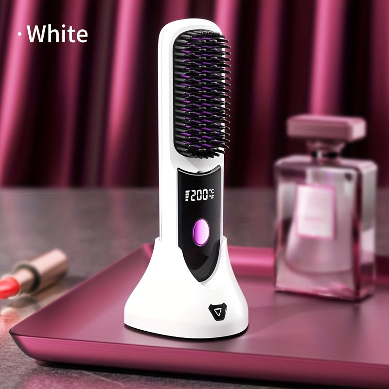 New USB-C Rechargeable Straightener, Fast & Seat Charging Modes, 20S Quick Heat, 3-Speed Temperature Control, Anti-Scald Design, 2600mAh/3200mAh Battery, 3D Tooth Comb, Ceramic Hair Protection Layer, LCD Display, Wireless Por