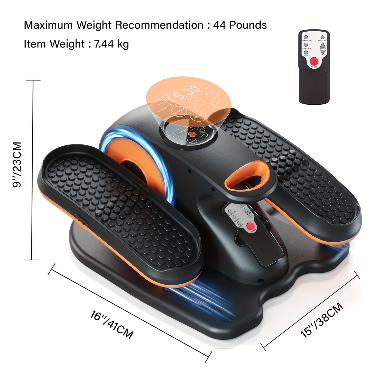 Actflame Under Desk Elliptical Machine, Electric Seated Pedal Exerciser for Seniors Fully Assembled,  Stepper Sitting Leg Exerciser with Remoter, 12 Level Speed Forward & Reverse Direction, Manual & Auto Mode for Home Office,