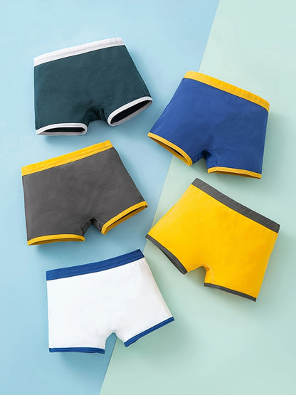 Conjunto de 5 Cuecas Boxer para Criança para Menino, 95% Algodão, Macias e Respiráveis, com Estampado Dinossauro, Tamanhos até aos 12 Anos.