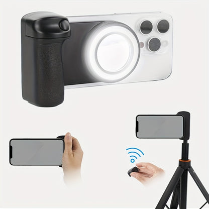 Suporte de Câmara para Telemóvel com Controlo Remoto Magnético 360° e Luz Integrada