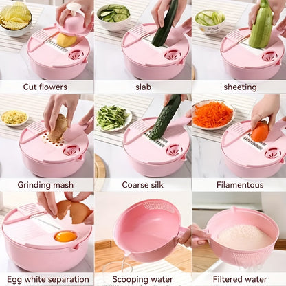 12-In-1 Multi-Functional Vegetable Chopper Carrots Potatoes Manually Cut Shred Slicer Radish Grater Kitchen Tools Vegetable Cutter For Hotel/Commercial