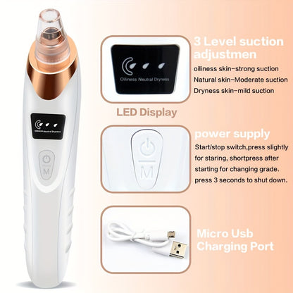 2025 New Facial Pore Vacuum Blackhead Remover, Facial Pore Cleaner - 3 Suction, 5 Probes, USB Rechargeable Facial Cleaning Kit - Adult Facial Electric Cleaning Tool, Birthday Gift, Mother'S Day