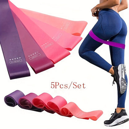 5pcs/set Portable Resistance Band Set, Elastic Bands For Yoga Gym Pilates Weight Training & Sports