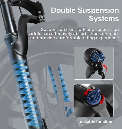 Adult E-Bike, Max 55miles And 25 KM/H City Cruising E-Bike, 50.8cm Tire Mountain Bike Commuting Snow Bike, 468WH Removable Battery, 7 Speed E-Bike, Front Suspension Bike with 6 Styles Of Hex Wrenches, 1 Screwdriver, And 2 Typ