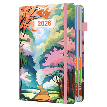 1pc Dzhzal Elegant Floral - Planner with Monthly View, Daily Organizer, Banded Elastic Closure, Pen Loop, Inner Pocket - Compact A5 Notebook (14.48x21.08cm) for Professionals, Students, Personal & Office Use - Perfect Gift Id