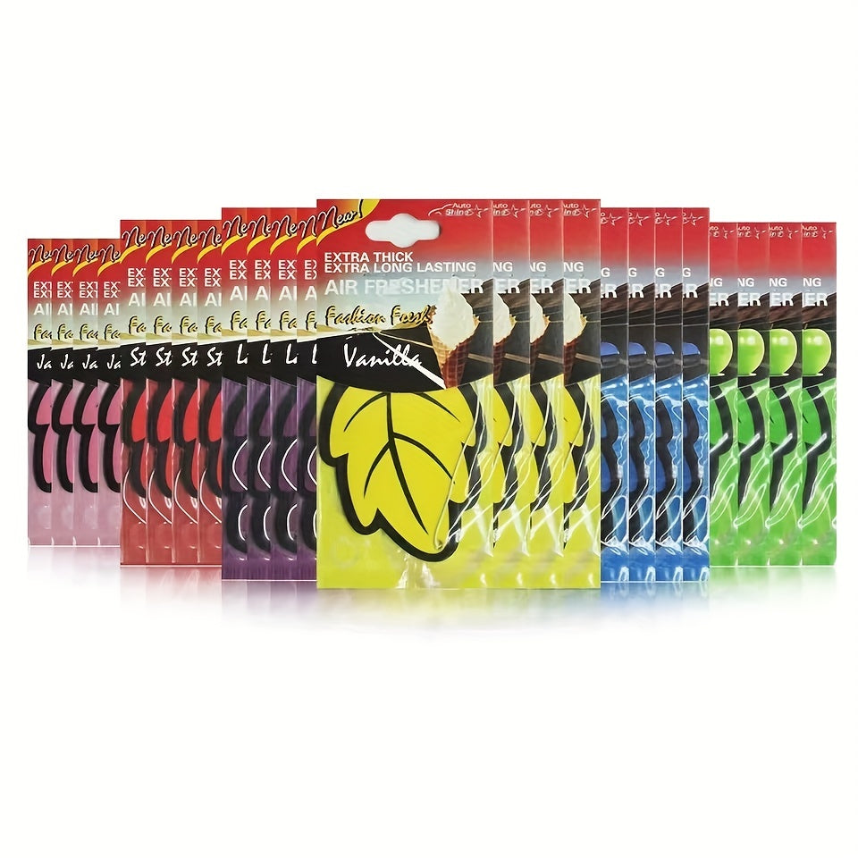 3-60pcs Car Air Freshener Natural Scented Tea Paper Auto Hanging Vanilla Perfume Fragrance Leaf Shape Car Interior Accessories Christmas Gift
