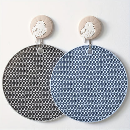 1/4pcs Round Honeycomb Silicone Placemat 17.02 Cm, Heat Insulation Pad, Non-slip Pot Holder, Easy To Clean And High Temperature Resistant Table Mat, Tabletop Protection, Home Kitchen Dining Table Decor