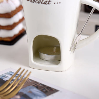 TFS Chocolate Fondue Mug - Ceramic, Reusable, Hand-Wash Only, Multipurpose Hot Chocolate & Fondue Pot with Whisk, Ideal for Cheese, Caramel, Butter, Hot Chocolate Making | Whisked Drinkware | Durable Drinkware