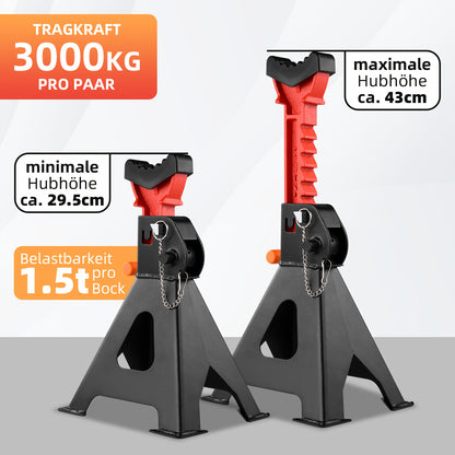 1-Pair Heavy Duty 6-Ton (12,0.0 g) & 3-Ton (6,0.0 g) Capacity Steel Jack Stands with Interlocking Stability, Secure Latches & Rubber Caps - Alloy Steel Construction, A-Frame Design for Car Repair, Vehicle Maintenance, Garage,