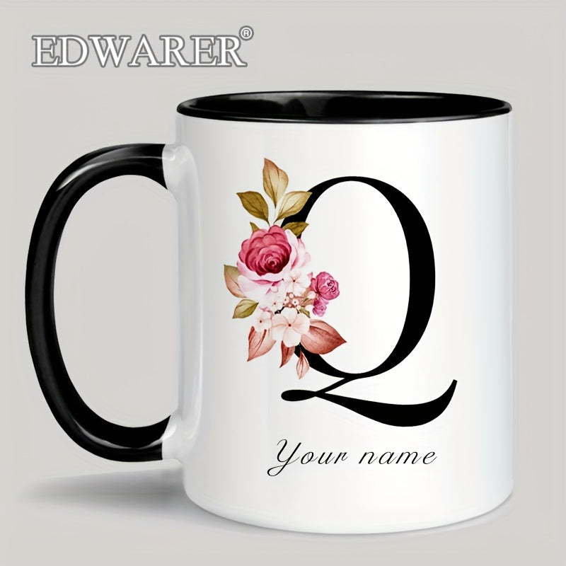 1pc A-Z Letter Custom Personalized Coffee Mug, Water Cup, Photo Text Ceramic Mug 11oz, Graduation Appreciation Thank You Holiday Birthday Gifts, Valentine's Day, Christmas, Birthday, Anniversary Mug Gift, Drinkware For Restau