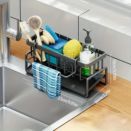 1pc Kitchen Sponge Drain Basket For Sink, Toilet Storage Rack, Kitchen Faucet Sponge Holder, Detachable Hanging Faucet Drain Rack For Sponge, Brush, Towel, Hand Sanitizer, Automatically Draining, Bathroom And Kitchen Supplies