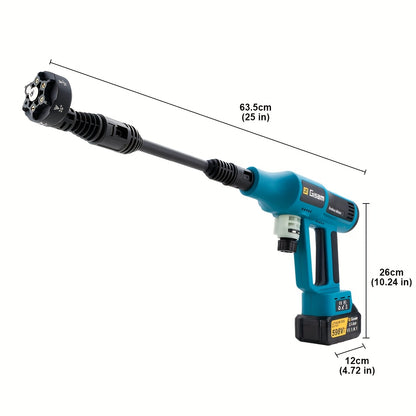 Gisam Cordless High-Pressure Car Washer Gun with Digital Touch Screen & 2 x 4000mAh - 6-in-1 Nozzles, 4-Speed Brushless Motor, Heavy-Duty Water Spray System for, Trucks, Motorcycles, Garden,, Driveway Cleaning (Portable)