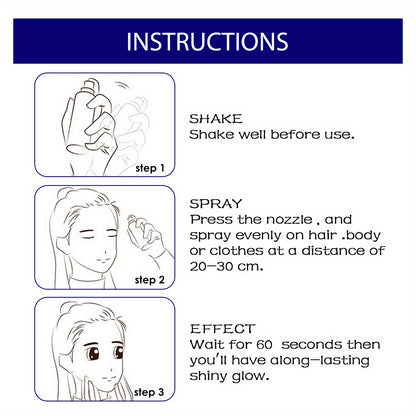 1PCS Glitter Spray Shimmer Silver Glitter Hairspray, Hair Body Glitter Spray, Silver Holographic Highlight Powder Spray For Party Perform Brighten Makeup