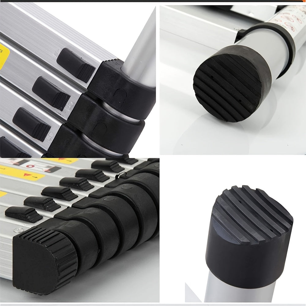 150kg Stainless Steel Ladder, 5m 4.4m 3.8m 3.2m 2.6m Telescopic Folding Ladder, Portable Safety Ladder, Suitable for Renovation And Maintenance, Garden Pruning, Orchard Picking, Warehouse Stocking, Ladder for Home, A Shape Ad