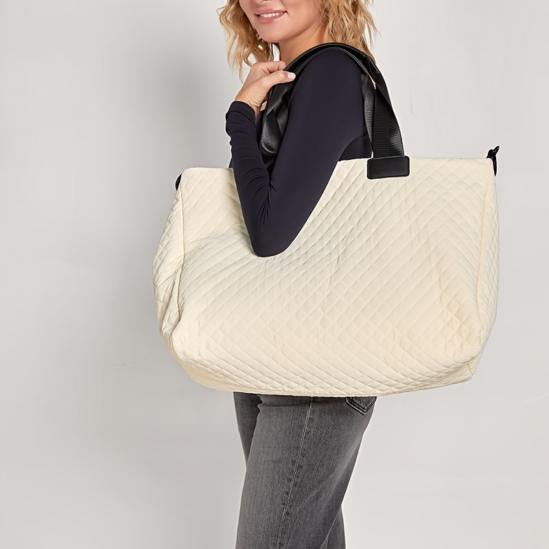 WEIXIER Spacious Multi-Pocket Travel Tote - Durable, Lightweight Women's Handbag for Weekend Getaways & Daily Use - Available in Coffee, White, Black