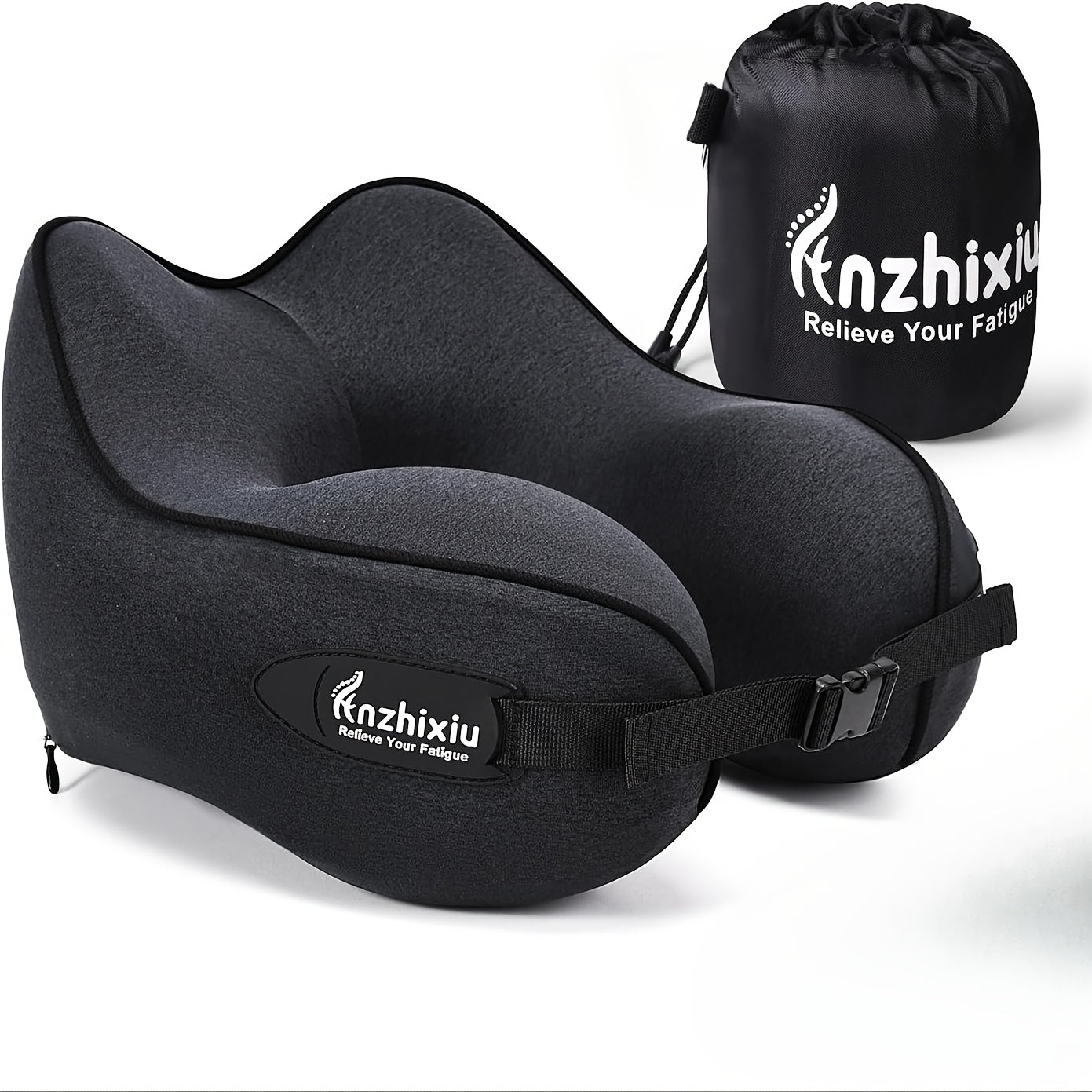 Travel Pillow- Neck Pillow Airplane, Size L for People Over 190, Unique Neck and Head Back Support Travel Pillow for Traveling Sleeping Airplanes, Filling, Black