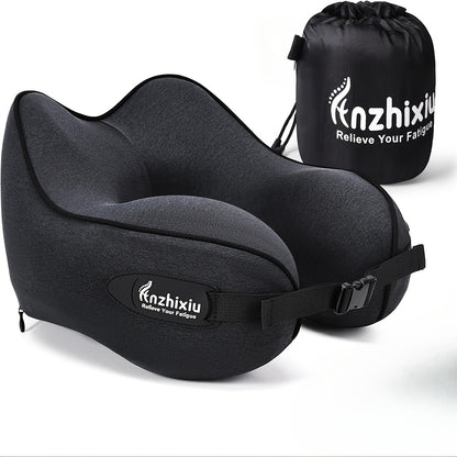 Travel Pillow- Neck Pillow Airplane, Size L for People Over 190, Unique Neck and Head Back Support Travel Pillow for Traveling Sleeping Airplanes, Filling, Black