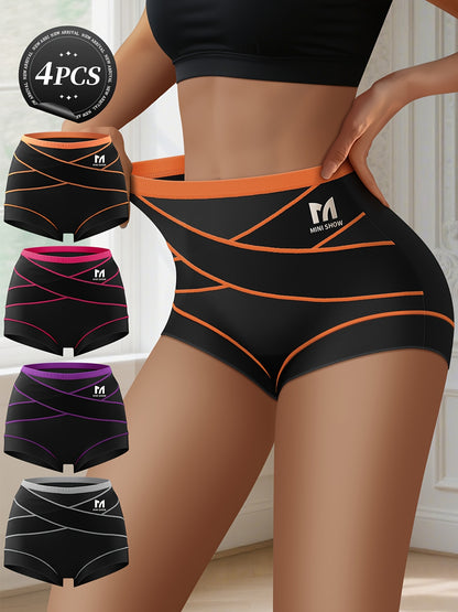 4-Pack High-Waisted Triangle Panties for Women, New Style