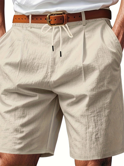 Men'S Casual Summer Linen Shorts - Light Gray, Breathable 5-Inch Shorts with Pockets, Perfect for Beach & Outdoor Activities, Casual Summer Wear|Relaxed Fit Shorts|Pocketed Shorts