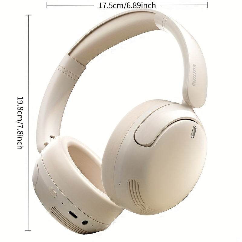 For Philips Wireless Over-Ear Headphones with ANC Noise Cancelling, 35-Hour Playtime, Foldable & Lightweight BT 5.4, USB-C Charging, High-Resolution Audio, Microphone, Heavy Bass - Ideal For Travel, Office, Mobile Phone, Comp
