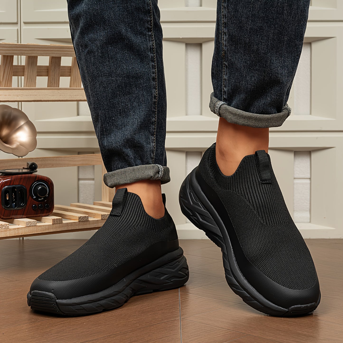 Ténis de corrida para homem antiderrapante, confortável e respirável, para uso interior e exterior.