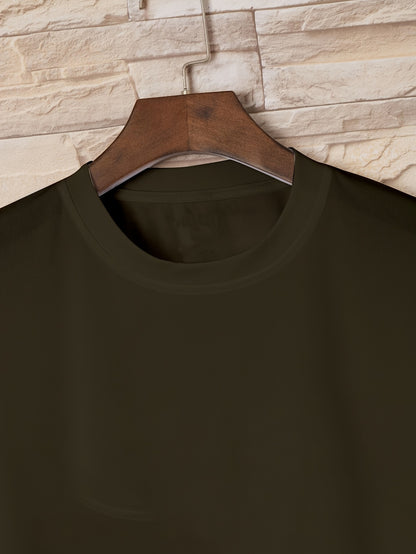 Conjunto de 4 t-shirts casuais para homem de cor sólida, estilo simples, manga curta e gola redonda, ideais para usar em casa, como pijama ou para atividades ao ar livre no verão.