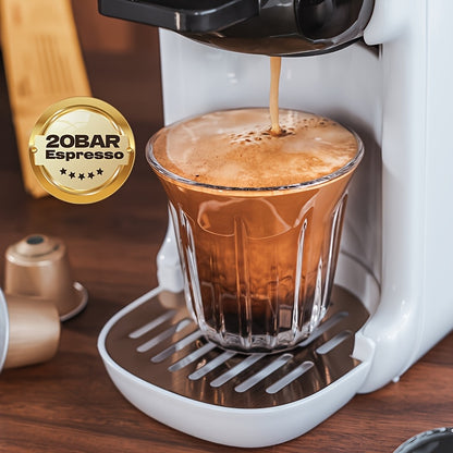 Máquina de Café HiBREW 5 em 1: Espresso, Cappuccino, Latte, Café Coado, Cápsulas e Café Moído com Cápsulas ESE/NS/DS/K-Cup, Sistema de 1450W, Funcionamento Semi-automático, Ficha Europeia (220-240V), Máquina de Café, Café Expresso