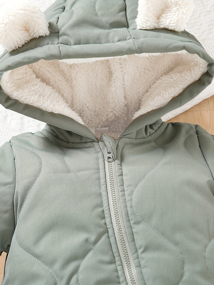Infant Hooded Thick Romper Long Sleeve Zipper Thermal Jumpsuit, Babies & Kids Coat
