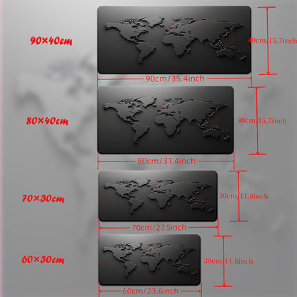 1pc XXL World Map Mouse Pad - Large Desk Mat for Gaming & Office Decor, Non-Slip Rubber Base, Durable Stitched Edges, Smooth Surface, Multi-Functional Black and White Design, Mouse Pads for Desk