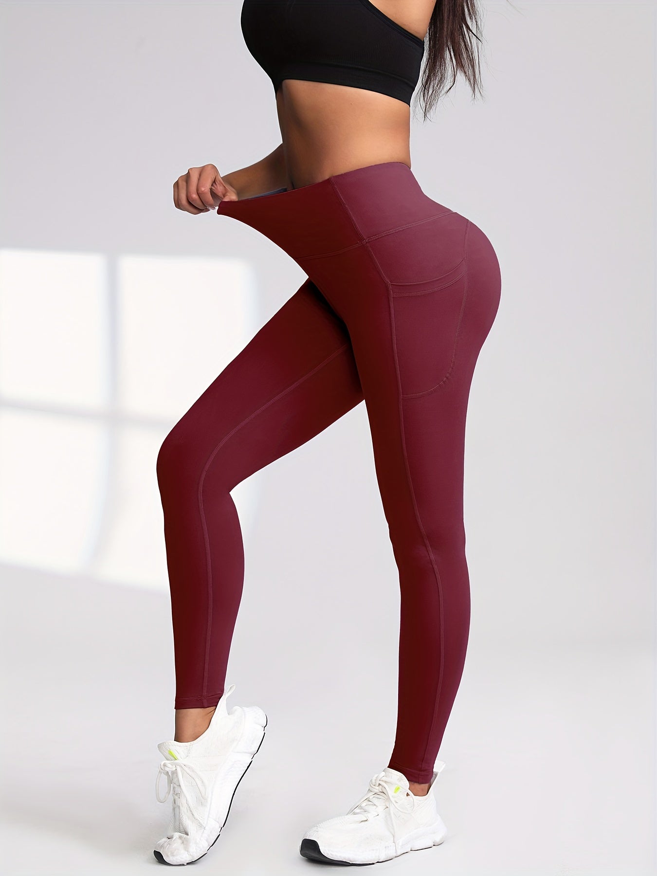 3pcs Women's High-waisted Side Pocket Casual Trousers with Special Hip Design, Versatile Butt-lifting Spring and Autumn Trousers