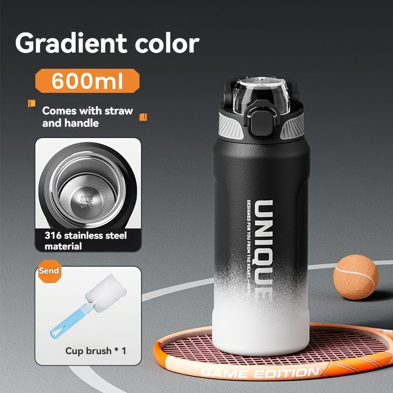 32oz nRMEi Insulated Stainless Steel Water Bottle with Pop-Up Lid, Handle & Straw - 316 Stainless Steel, BPA-Free, 4-Season Hot/Cold Retention, Large Capacity for Outdoor, Travel, Everyday Use, Insulated Water Bottle, Sleek M